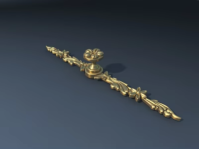 Golden Decorative Door Handle With Intricate Floral Patterns And Ornate Design 3d model