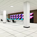 Modern Security Monitoring Room Interior With Control Console And Multiple Surveillance Screens
