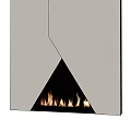 Modern Geometric Fireplace Design With Sleek White Panels And Burning Flames