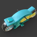 Futuristic Teal Motorcycle With Sleek Design Transparent Wheels And Yellow Accents