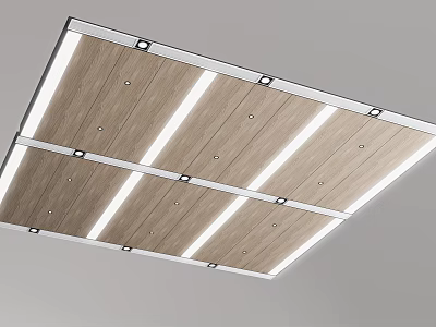 Modern Wooden Ceiling Design With Recessed LED Strip Lights And Panel Details 3d model