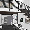 Modern Public Office Space With Wooden Desks White Chairs And Open Layout