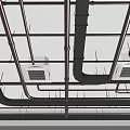 Industrial Style Building Interior Featuring Exposed Metal Ceiling Pipes And Air Vents