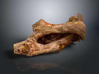 Natural Wood And Stone Sculpture With Organic Texture And Artistic Shape 3d model