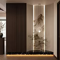 Duplex Living Room with Brown Bookshelves Books Decorations Table Chairs Ceiling Fan and Wooden Floor