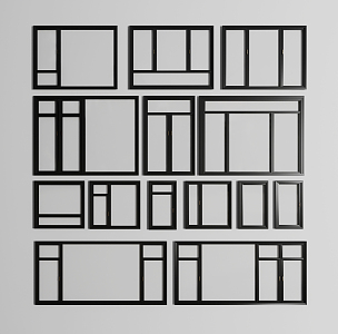 Modern casement window combination 3d model