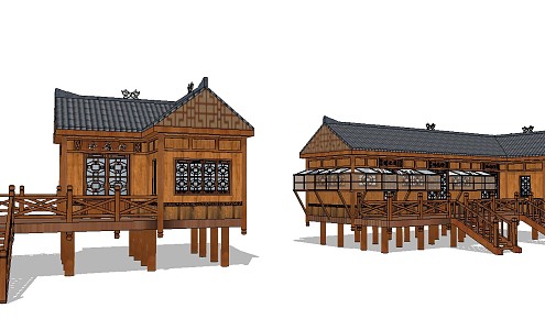 New Chinese Style Wooden House Ethnic Characteristics Pigeon House Wooden House 3d model