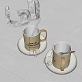 Cups with Dark Liquid Spoons Sugar Cubes on Saucers Featuring Light City Deep Taste Text