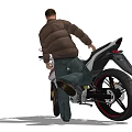 Man in Brown Jacket Standing Next to Red and White Motorcycle