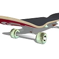 Stylish Sports Equipment Skateboard With Black Deck Red Edge Green Wheels And White Trucks