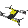 Yellow Black Quadcopter Drone With Four Propellers And Compact Body Structure 3d model