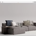 Cozy Modern Light Gray Sectional Sofa With Soft Pillows Throw Blanket And Side Table 3d model