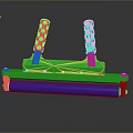 Double Handle Manual Roller Tool With Green Frame Blue Grips And Gold Roller Ends
