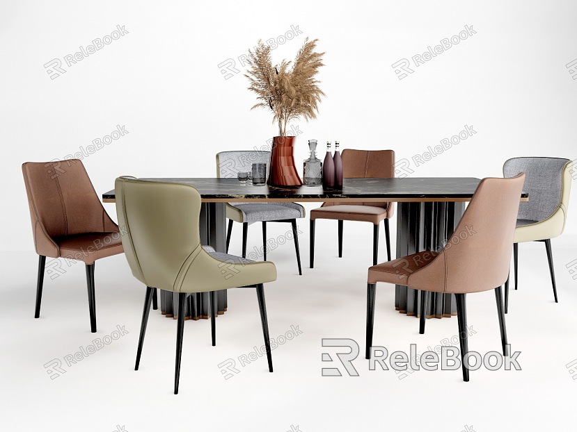 Modern Dining Table and Chair Combination Rectangular Dining Table and Chair Combination model