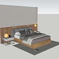 Modern Background Double Bed Double Bedside Table 3d model