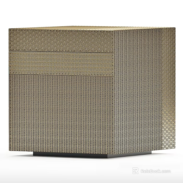 Modern Gold Mesh Textured Bedside Table With Single Drawer And Sleek Structure 3d model