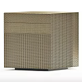 Modern Gold Mesh Textured Bedside Table With Single Drawer And Sleek Structure 3d model