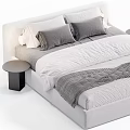 Modern Double Bed With Soft Gray Pillows Cozy Blanket And Bedside Table 3d model