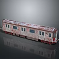Old Rusted Red Train Carriage Model With Windows Doors And Rusty Surface 3d model