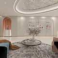 Modern Luxury Beauty Hair Salon Interior With Sofa Mirror And Marble Floor