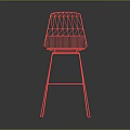 Pink Modern Bar Stool With Geometric Metal Frame And High Legs Design