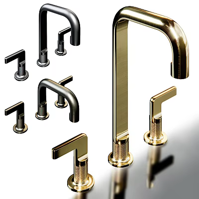 Modern Stylish Faucet Designs With Black And Gold Metal Finishes And Sleek Shapes 3d model