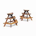 Two Wooden Multi Tiered Flower Stands With Staircase Design For Plants