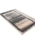 Square Rug with Abstract Black Gray Patterns for Modern Living Room Decor