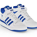 Adidas Classic High Top Shoes With White And Blue Three Stripes Design