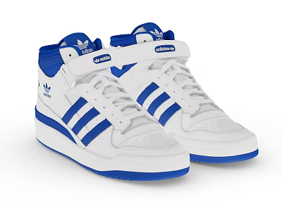 Adidas Classic High Top Shoes With White And Blue Three Stripes Design 3d model