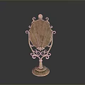 Ornate Gold Frame Oval Mirror With Decorative Stand And Vintage Design