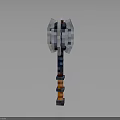 Pixel Style Game Weapon Hammer With Silver Gray Head And Blue Orange Handle