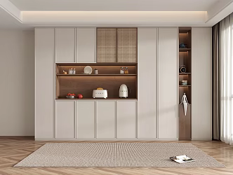 Food side wine cabinet rattan cabinet door 3d model
