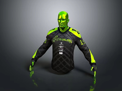 Green And Black Sports Jersey With Diamond Pattern And LIFECAM Logo Design 3d model
