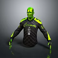 Green And Black Sports Jersey With Diamond Pattern And LIFECAM Logo Design