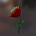 Rainbow Colored Rose With Vibrant Petals And Green Leaves On Stem