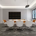 Modern Conference Room Interior Design With Wooden Walls Minimalist Tables White Chairs And Decorative Plants
