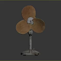 Vintage Electric Fan with Three Rustic Blades and Metal Base Retro Design