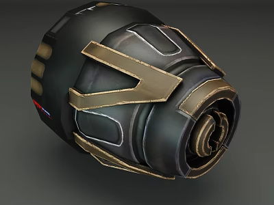 Futuristic Mechanical Device Featuring Black Gold Metallic Structure And Intricate Components 3d model