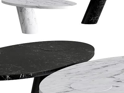 Modern Black and White Marble Round Coffee Table with Smooth Surface Design 3d model