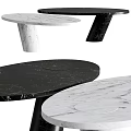 Modern Black and White Marble Round Coffee Table with Smooth Surface Design 3d model