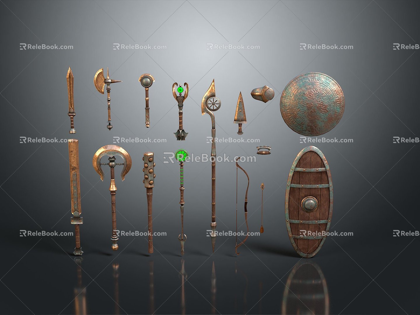 Cold weapons Sword Sword Sword Sword Axe Hook Fork Spear Trident Melee Weapon Military 3d model