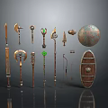 Cold weapons Sword Axe Hook Fork Spear Trident Melee Weapon Military 3d model