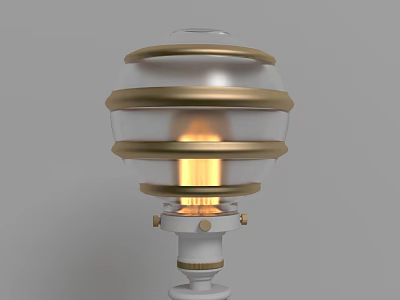 Classic White Table Lamp With Gold Rings Transparent Shade And Warm Glow 3d model