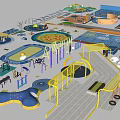 Colorful Children's Playground Design With Slides Climbing Structures And Various Play Zones
