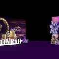 Conrad 2026 Team Member Party Photo Spot With Golden Stars And Purple Flowers