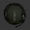 Green Aviation Helmet With Black Visor Metal Parts And Straps