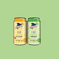 Captain Mango Oat And Highland Barley Oat Beverages In Yellow Green Cans On Green Background