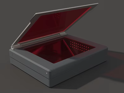 Projection Monitoring Device With Open Lid And Red Interior Dot Matrix Design 3d model