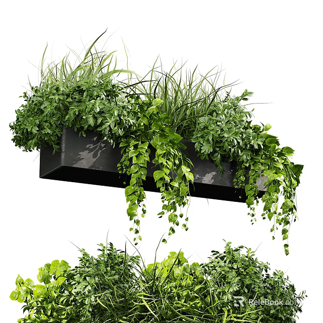 Hanging Planter with Lush Green Plants and Trailing Vines for Home Decoration 3d model 